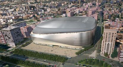 Maqueta del projecte guanyador de la reforma del Bernabéu