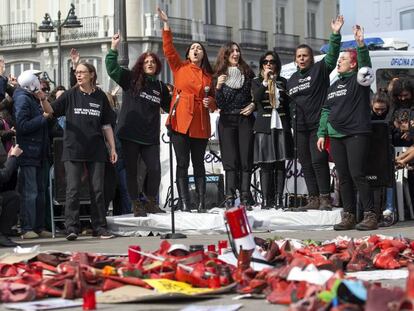 Concentraci&oacute;n contra la violencia machista en la Puerta del Sol de Madrid.