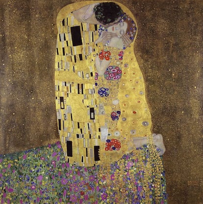 ‘El beso’ (1907-1908), de Gustav Klimt, una de las pinturas más reproducidas y copiadas de la Historia del Arte.