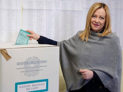 Giorgia Meloni, después de votar el domingo en Roma.