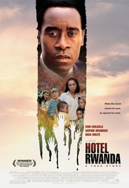 <i>Hotel Rwanda</i>, dirigida por Terry George, es una de las sorpresas, con tres candidaturas. Sobresale la actuación de Don Cheadle, al que ya vimos como experto electricista en <i>Ocean&#39;s Eleven</i> y su secuela. Cheadle es candidato a llevarse el Oscar al mejor actor. Su compañera de reparto, Sophie Okonedo, también podría llevarse premio, esta vez como mejor actriz de reparto.