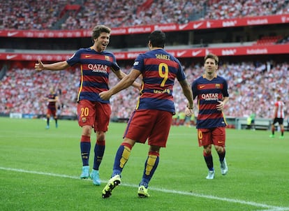 Luis Suarez celebra el 0 a 1