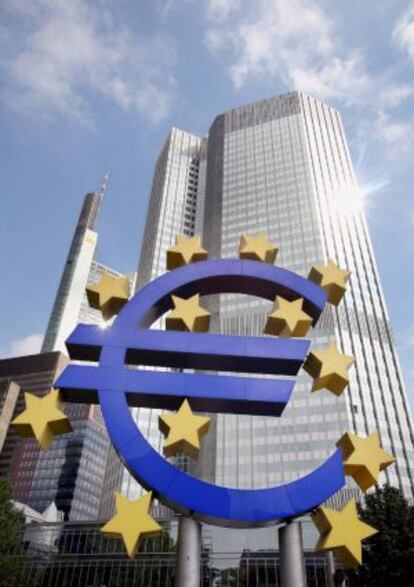 La fachada de la sede del Banco Central Europeo (BCE) en Fráncfort del Meno, Alemania.