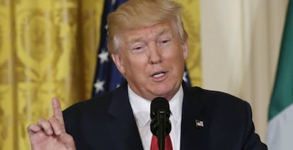 Donald Trump, durante una comparecencia en la Casa Blanca este jueves.