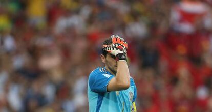 Casillas, desolado tras la derrota y la eliminación.
