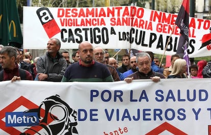 Manifestación de trabajadores de Metro el pasado 1 de abril.  