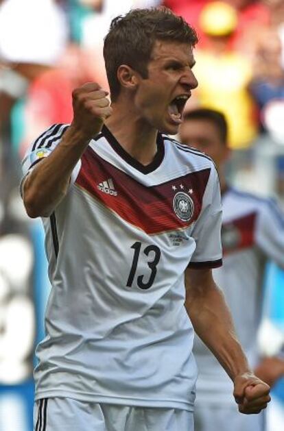 Müller celebra un gol durante el Mundial de Brasil.