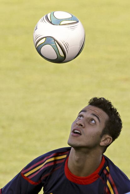 Thiago, en un entrenamiento con la selección.