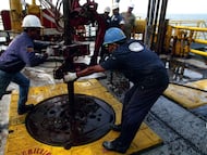 Plataforma de producción de petróleo en el lago Maracaibo (Venezuela).