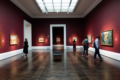 A room in the exhibition ‘Spanish Light: Sorolla in American collections,’ which shows scenes of the sea, both as a place of recreation and as a place of work.