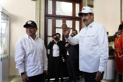 Nicols Maduro y Gustavo Petro en el Palacio de Miraflores en Caracas, Venezuela, en abril 2024.