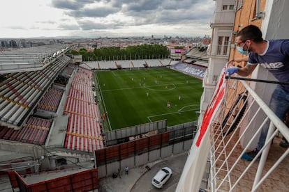 El estadio de Vallecas, durante el Rayo-Albacete.