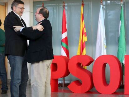 Ximo Puig y Miquel Iceta, este s&aacute;bado en Valencia, en la conferencia auton&oacute;mica del PSOE.