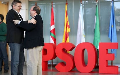 Ximo Puig y Miquel Iceta, este s&aacute;bado en Valencia, en la conferencia auton&oacute;mica del PSOE.