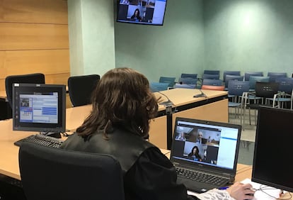 Imagen de un juicio telemático celebrado en Navarra