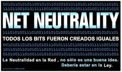 'Banner" a favor de la net neutrality, que circula por la Red