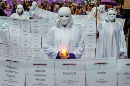 Manifestación con motivo de la celebración del Día Internacional de la Mujer, este sábado en Valencia.