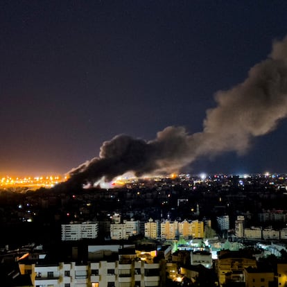 Smoke rises from an Israeli airstrike that hit the southern suburb of Beirut, Lebanon, Tuesday, Oct. 1, 2024. (AP Photo/Hussein Malla)