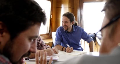 El l&iacute;der de Podemos, Pablo Iglesias, este martes.