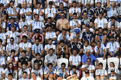 Aficionados argentinos durante el partido.