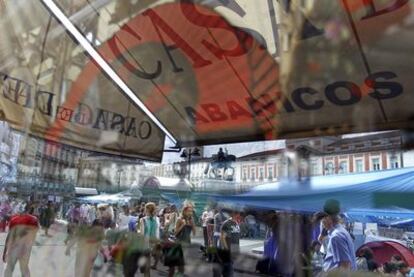 La acampada de los indignados en la Puerta del Sol.