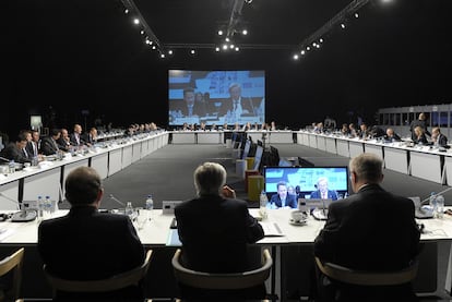 Vista general de la sala de reuniones de los ministros de Finanzas de la Unión Europea, ayer en la ciudad polaca de Wroclaw.