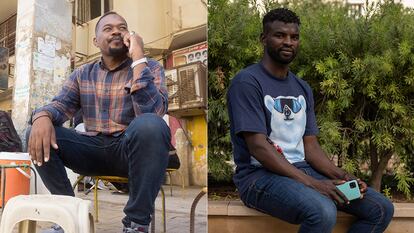 Issa Alhadi Mohamed, en Jartum, y Bashir Hamid, en Melilla. MUSAB SAHNON / ADRIANA THOMASA