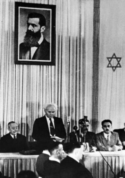 Ben Gurion proclama el Estado de Israel, en 1948.