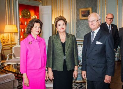 Dilma Rousseff com os reis da Su&eacute;cia.