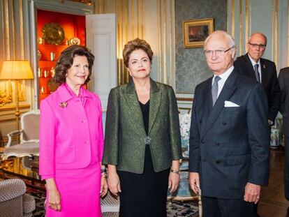 Dilma Rousseff com os reis da Su&eacute;cia.