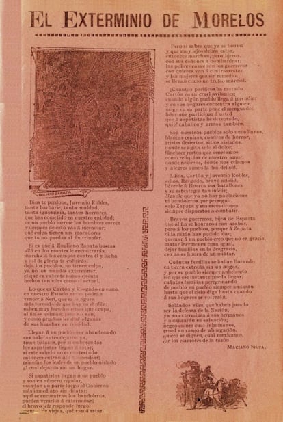 Primero, Victoriano Huerta y luego, Venustiano Carranza, el territorio zapatista organizado en torno a Morelos, Estado natal de Zapata, que sufrió ocho años de guerra civil. “Algunos la denominan un guerra genocida, peor que una ocupación. Pero realmente no se dieron batallas importantes porque el zapatismo nunca fue un ejército organizado, tenía poca capacidad de fuego y se basaba más bien en estrategias guerrilleras”. Los textos históricos hablan de incendios de pueblos y destrucción de siembras. Cientos de campesinos fueron ejecutados sumariamente y miles fueron deportados o esclavizados en campos de trabajo.