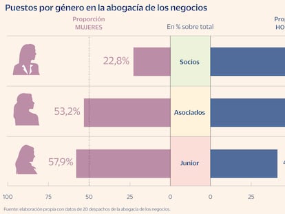 El escalón para ser socia: las mujeres ocupan la base, pero la cúspide sigue siendo masculina