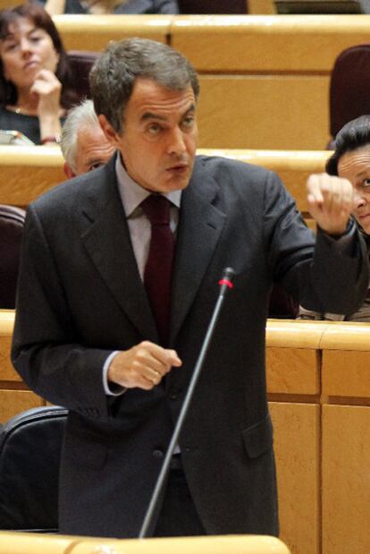 Zapatero, en la sesión de control de ayer en el Senado.
