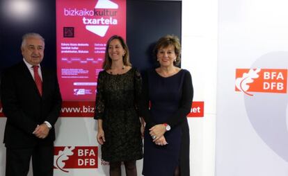 Acto de presentación de la campaña del bono de Cultura en los comercios de Bizkaia.