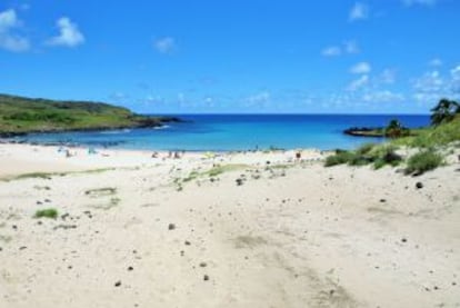 Arenal de Anakena, en Isla de Pascua.