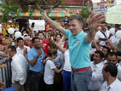 El presidente Juan Manuel Santos, en un acto proselitista