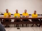 Os brigadistas de Alter do Chão, da esquerda para a direita: Gustavo de Almeida Fernandes, Marcelo Aron Cwerner, Daniel Gutierrez Govino e João Victor Pereira Romano.