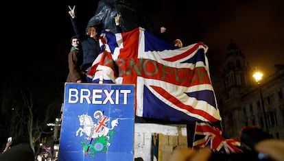 Celebración de la salida del Reino Unido de la UE, el pasado 31 de enero en Londres. 