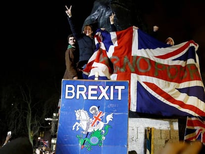 Celebración de la salida del Reino Unido de la UE, el pasado 31 de enero en Londres. 