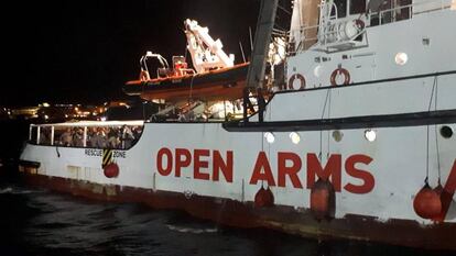 El barco 'Open Arms', en Lampedura la pasada semana.