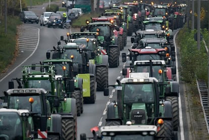 Marcha de tractores en Dortmund (Alemania) contra las políticas ambientales del Gobierno, que planea eliminar gradualmente los pesticidas con glifosato, entre otras medidas.