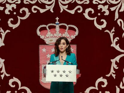 La presidenta de Madrid, Isabel Díaz Ayuso, preside los actos conmemorativos del 43º aniversario de la Constitución Española.