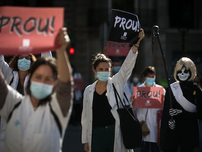 Protesta de médicos de atención primaria en Barcelona, en una imagen de archivo.