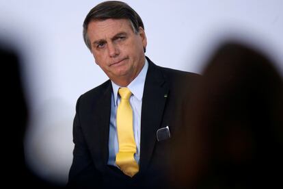 Jair Bolsonaro durante cerimônia no Palácio do Planalto, no dia 19.