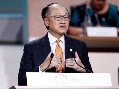 Jim Yong Kim, presidente del Banco Mundial, el martes en la cita clim&aacute;tica en Par&iacute;s.