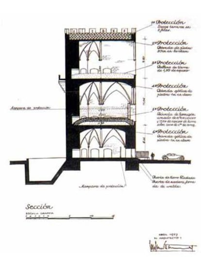 Unos de los planos de las obras en las Torres de Serranos, del libro de la exposición.