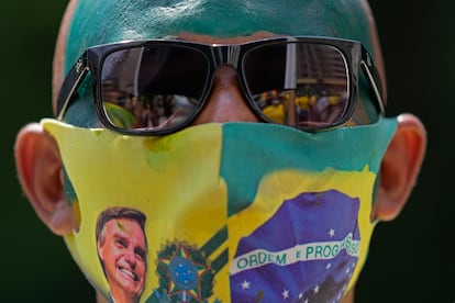 Um militantes bolsonarista no protesto de 7 de setembro, em Brasília.