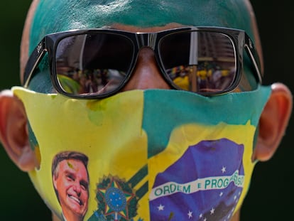 Um militantes bolsonarista no protesto de 7 de setembro, em Brasília.