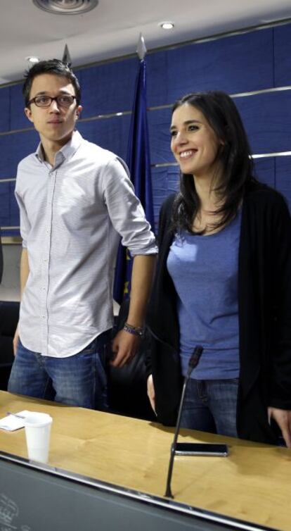 &Iacute;&ntilde;igo Errej&oacute;n e Irene Montero, hoy en el Congreso. 