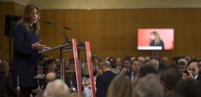 Susana Díaz, esta mañana en Málaga.